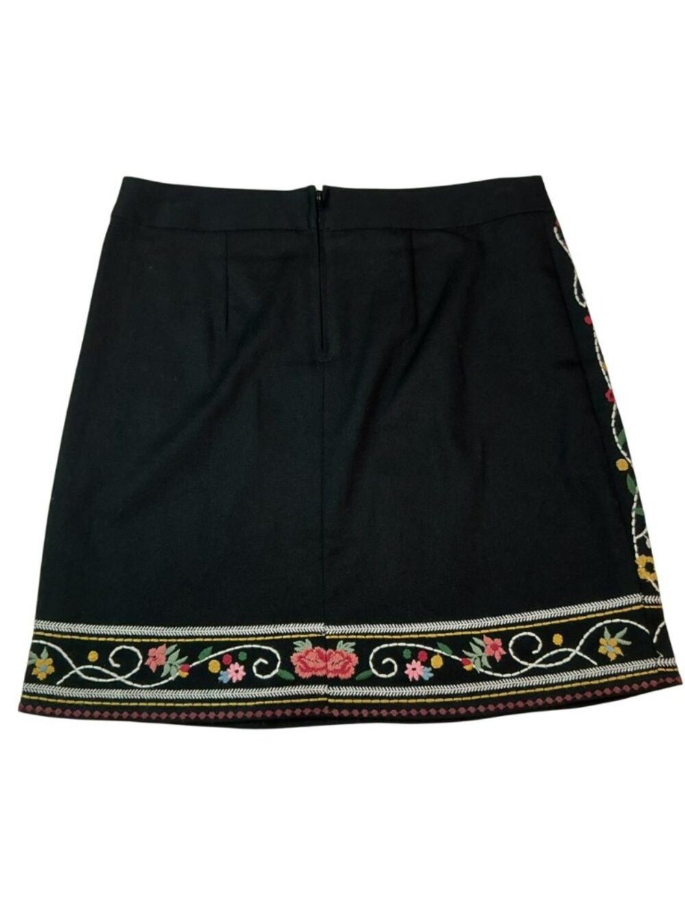 Braeve Floral Embroidered Black Mini Skirt With Side Zipper Womens Small - Picture 6 of 11
